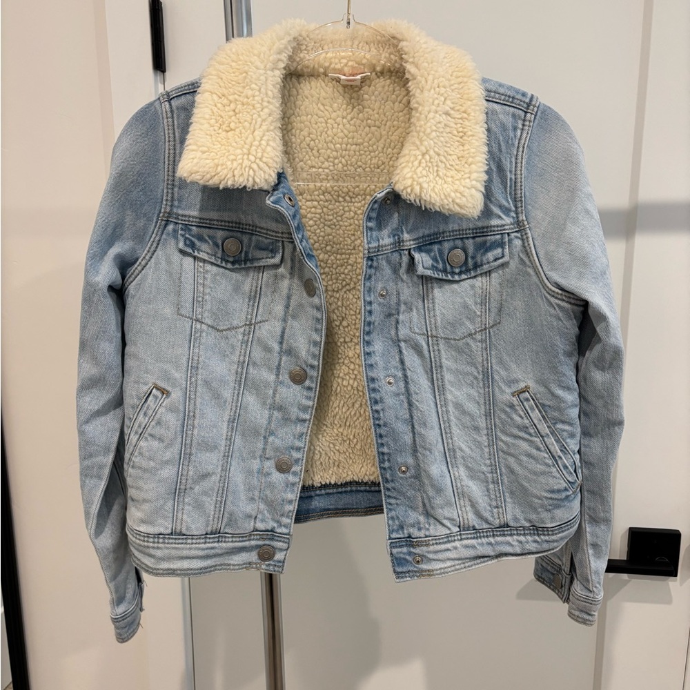 Cat & Jack Denim Trucker Jacket with Sherpa Lining SZ L/10 12